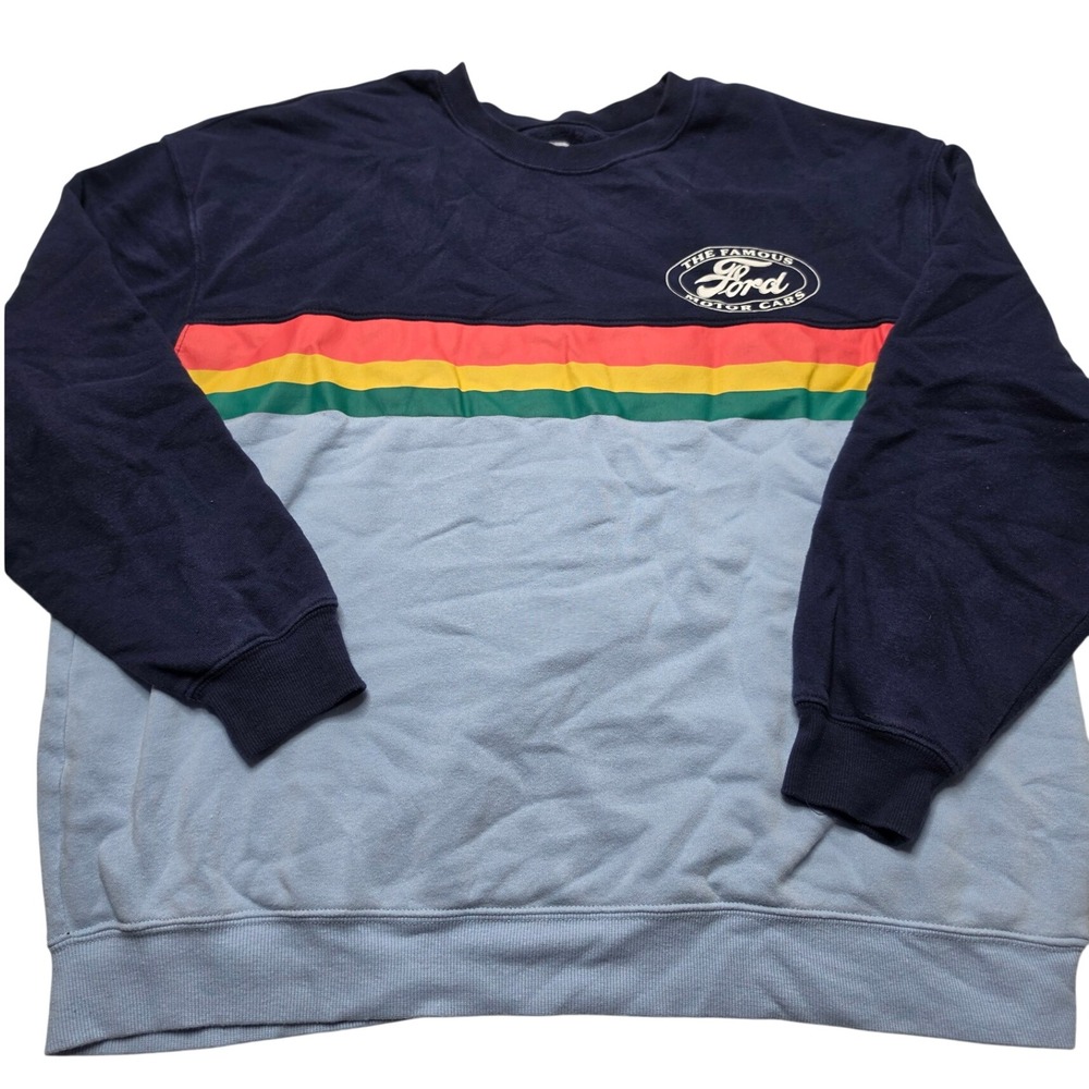 Ford Motor Cars Hybrid Apparel Colorblock Sweatshirt Navy Blue XXL RN117508